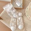 Ultra-thin Transparent Crystal Silk Socks Women Fashion Summer Harajuku Crew Socks Retro Flower Streetwear Elastic Long Socks