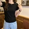 Kurzes T-Shirt für Damen, Sommer-Rücken, ausgehöhlt, Slim-Fit, kurzärmeliges Oberteil mit plissierter Taille für Damen