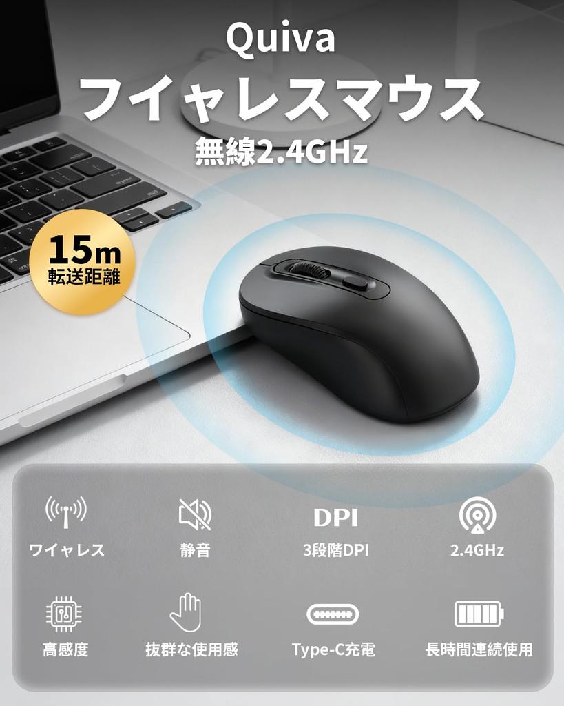 Wireless Mouse, Bluetooth 2.4GHz, Quiet, Compact, Instant Connection, Type-C Rechargeable, Energy-Saving, Optical, High Precision, High Sensitivity,