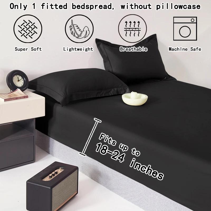 1 Ultra-tiefe Tasche Bettlaken, Schlafzimmer rein Schwarz Matt Bettlaken, Weiche und atmungsaktive Bettwäsche (Geeignet für 45-60 cm Matratzen)