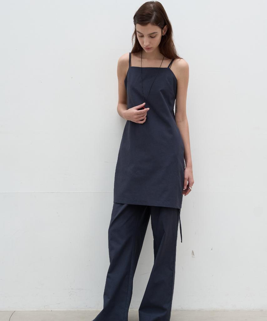 Seolan Linen Blend Midi Dress_Navy