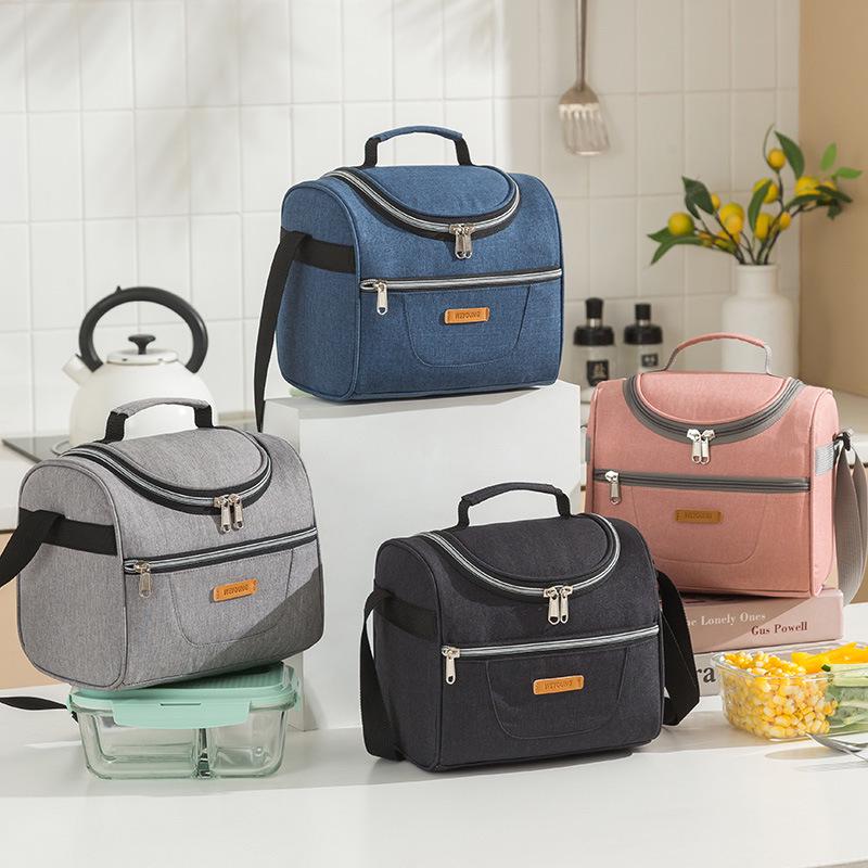 Oxford Cloth Insulated Lunch Bag - Large Capacity, Waterproof, Crossbody Bento Bag