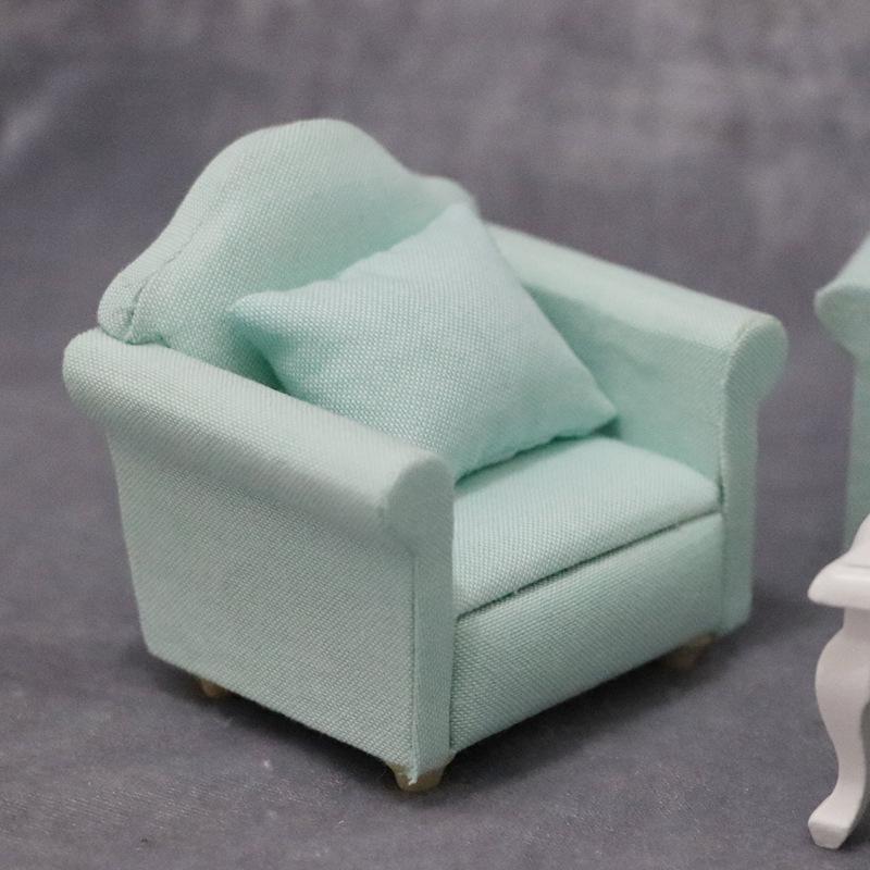 1:12 Dollhouse Miniature Furniture - Green Sofa Three-Piece Set for Living Room