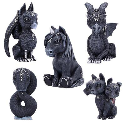 Yeni Mitoloji Sevimli Hayvan Heykeli Cerberus Unicorn Ejderha Griffin Ouroboros Reçine Heykel Dekoratif Heykelcik Mini Ev Dekor Hediye