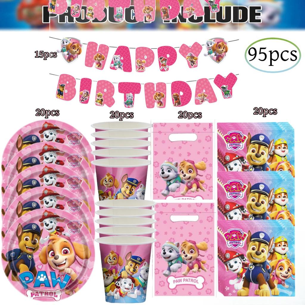 PAW Patrol Doğum Günü Süslemeleri Skye Tek Kullanımlık Sofra Takımı Seti Köpek Masa Örtüsü Tabak Hediye Çantası Bebek Partisi Çocuk Hediyesi Parti Malzemeleri