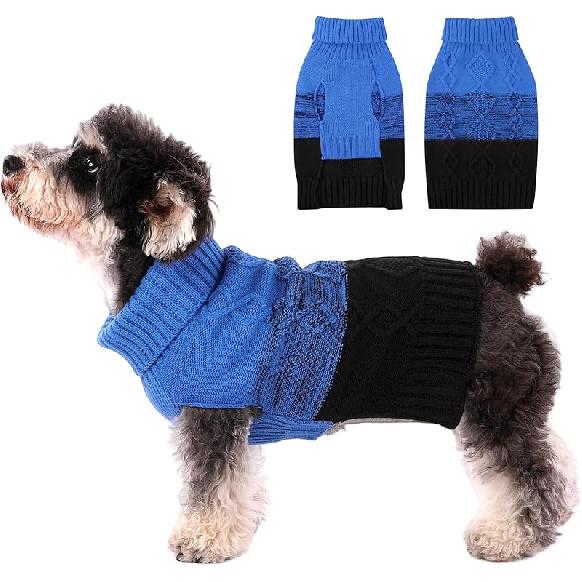 ASENKU Warm Dog Sweater for Small Medium Dogs,Pet Sweaters for Fall Winter Dog Clothing,Thicked Pullover Puppy Cat Turtleneck Sweater for Doggie X-Small синий