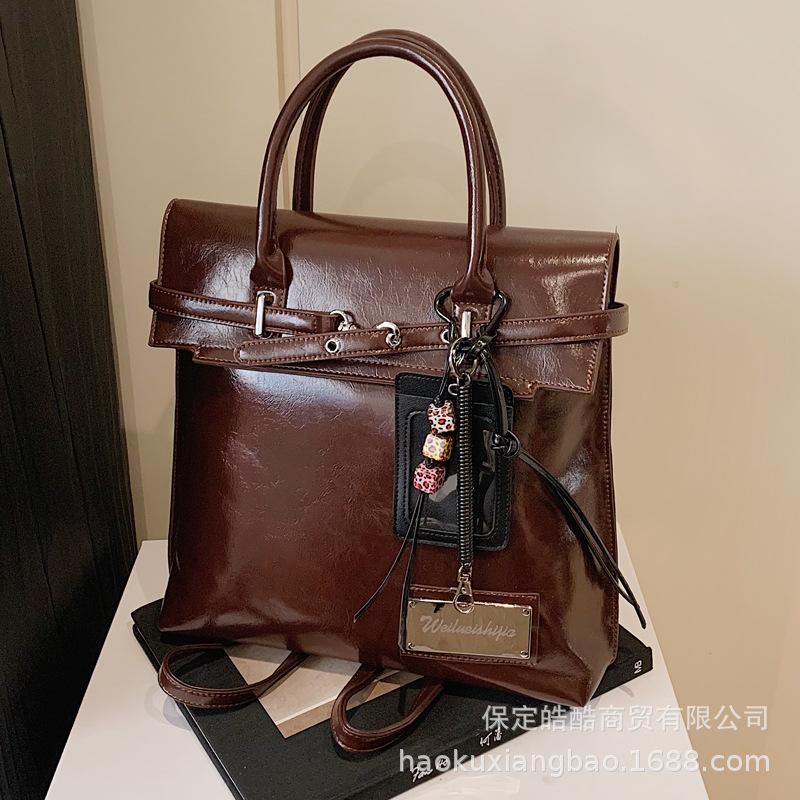 Backpack women's backpack 2025 new trendy travel niche bag high-end leather leisure travel schoolbag