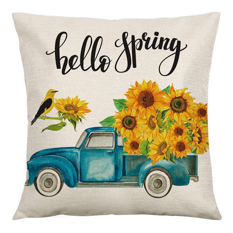 Pillow Farm Sunflower Pillow Cover Happy Summer Thanksgiving Car Waist Support Cushion Home Pillow Cover