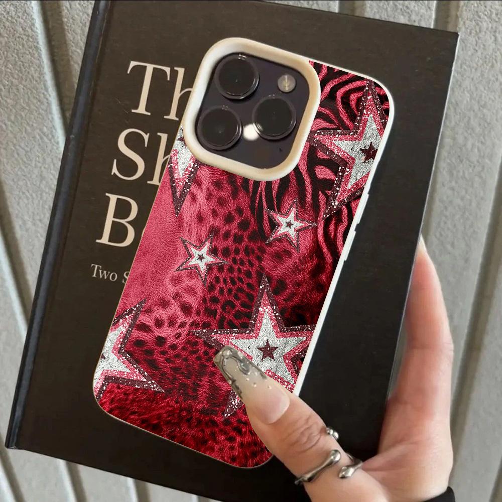 

HOT Luxury Red leopard print Star Lichee leather pattern Phone Case For Redmi Note 14 13 12 11 10 9 8 Pro Plus 4G 5G Cover Note 9