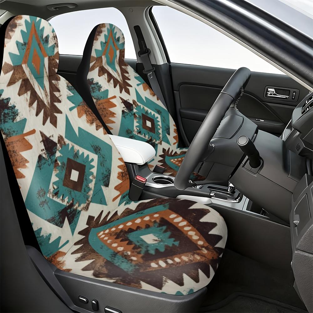 2pcs, Aztec Art Pattern Car Seat Covers, Soft And Easy To Install, Universal Fit For Front Seats, Perfect For Comfortable Drivin