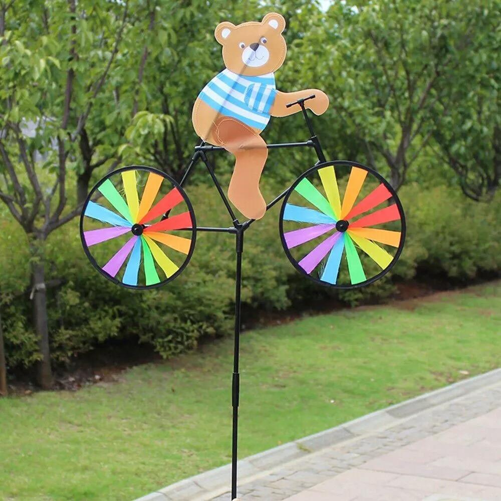 Yard Lawn Decor Animal Bicycle Wind Spinner Bee Outdoor Windmill Durable Bicycle Windmill