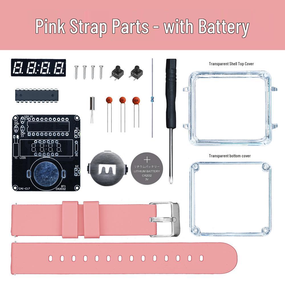 DIY LED Watch Kit: Electronic Assembly with Transparent Microcomputer Digital Display