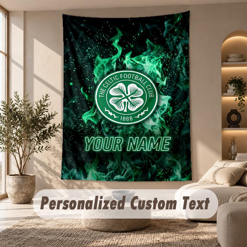 Tapestry Custom Name Text, Wall Hanging Tapestry Home Room DecorCeltic FC