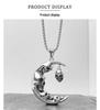 Xiwier Retro Gothic Moon Skull Necklace - Unique European & American Halloween Design