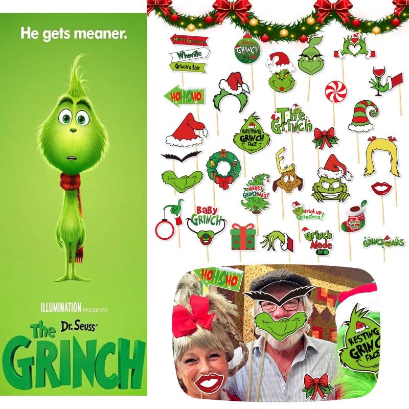 Green Grinch Christmas Party Photo Props Funny Decorative Supplies For Party