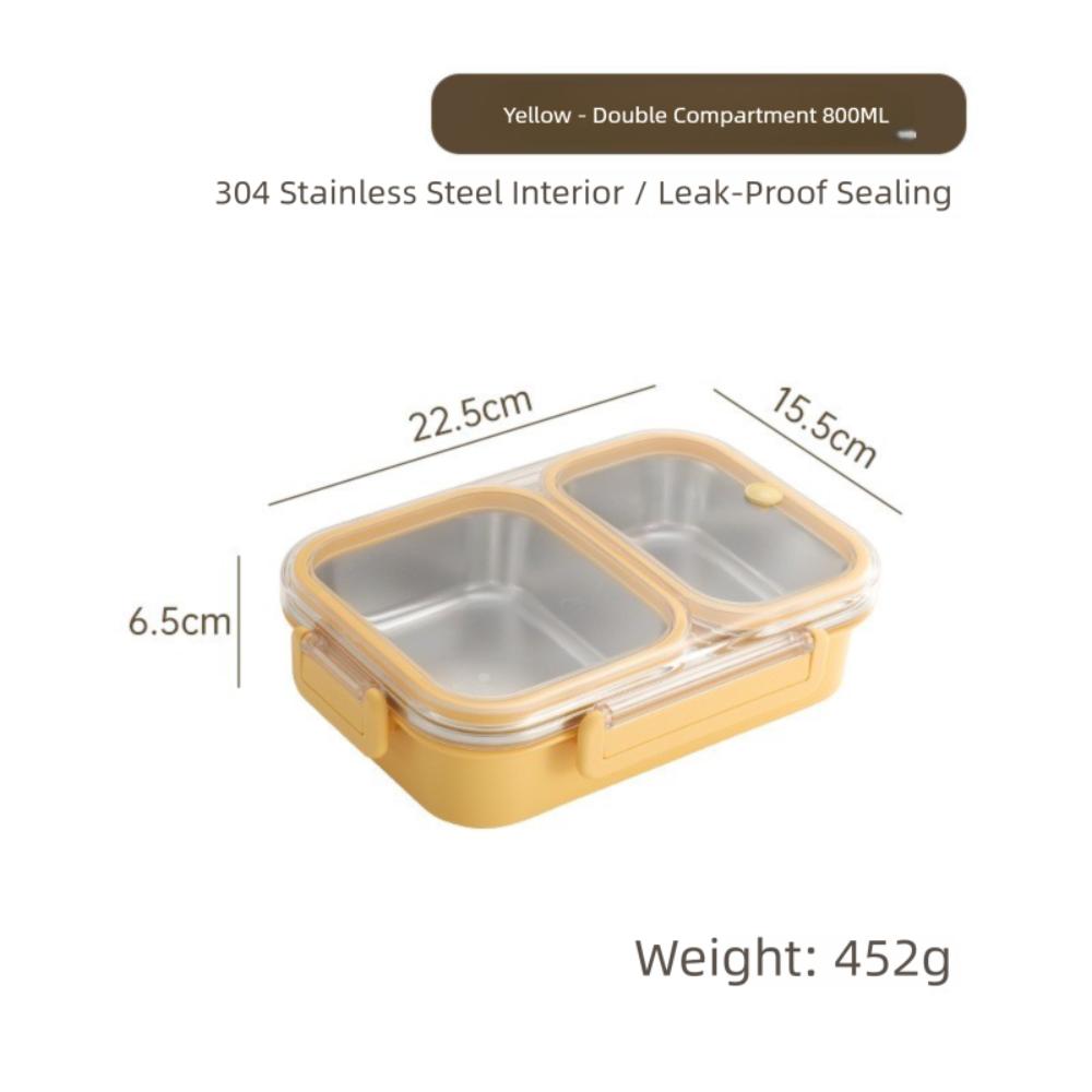 Rectangle Stainless Steel Bento Box 2/3/4 Gird Divided Lunch Box Leakproof Sealed Food Container Adult