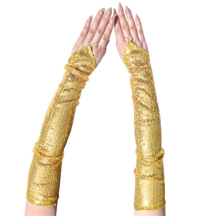 Glitters Fingerless Halloween Gloves Cosplay Party Wear Practical Polyester Fabric Role Play Stage Accessory