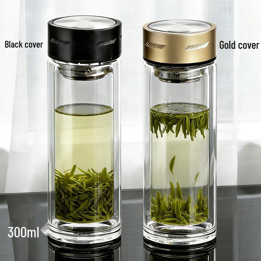 High-Temperature Resistant Double-Layer Printed Borosilicate Glass Tea Cup