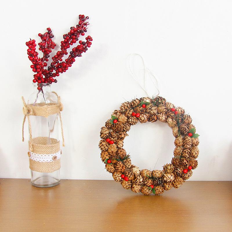 Christmas Ornaments Wreath Door Hanging Pine Cone Christmas Tree Decoration Rattan