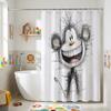 Scribble Monkey Shower Curtain – Playful Cartoon Design, Whimsical Bathroom Decor 12PCS Hooks 71X71Inch