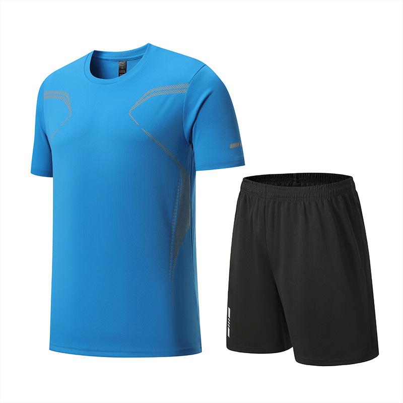 Gym Summer Quick Dry Breathable Men's T Shirt Set Outdoor Run Fitness Sports Short Sleeve Casual O-Neck Men Gym Sportswear T-Shirt Set