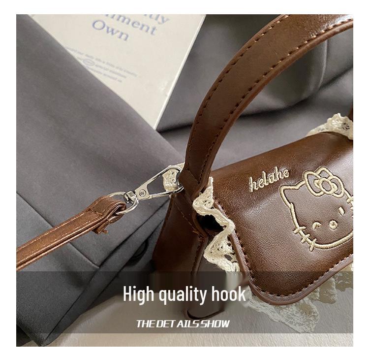 2025 Retro Kitten Girls' Lace Crossbody Bag & Coin Purse: Fashionable Parent-Child Handbag