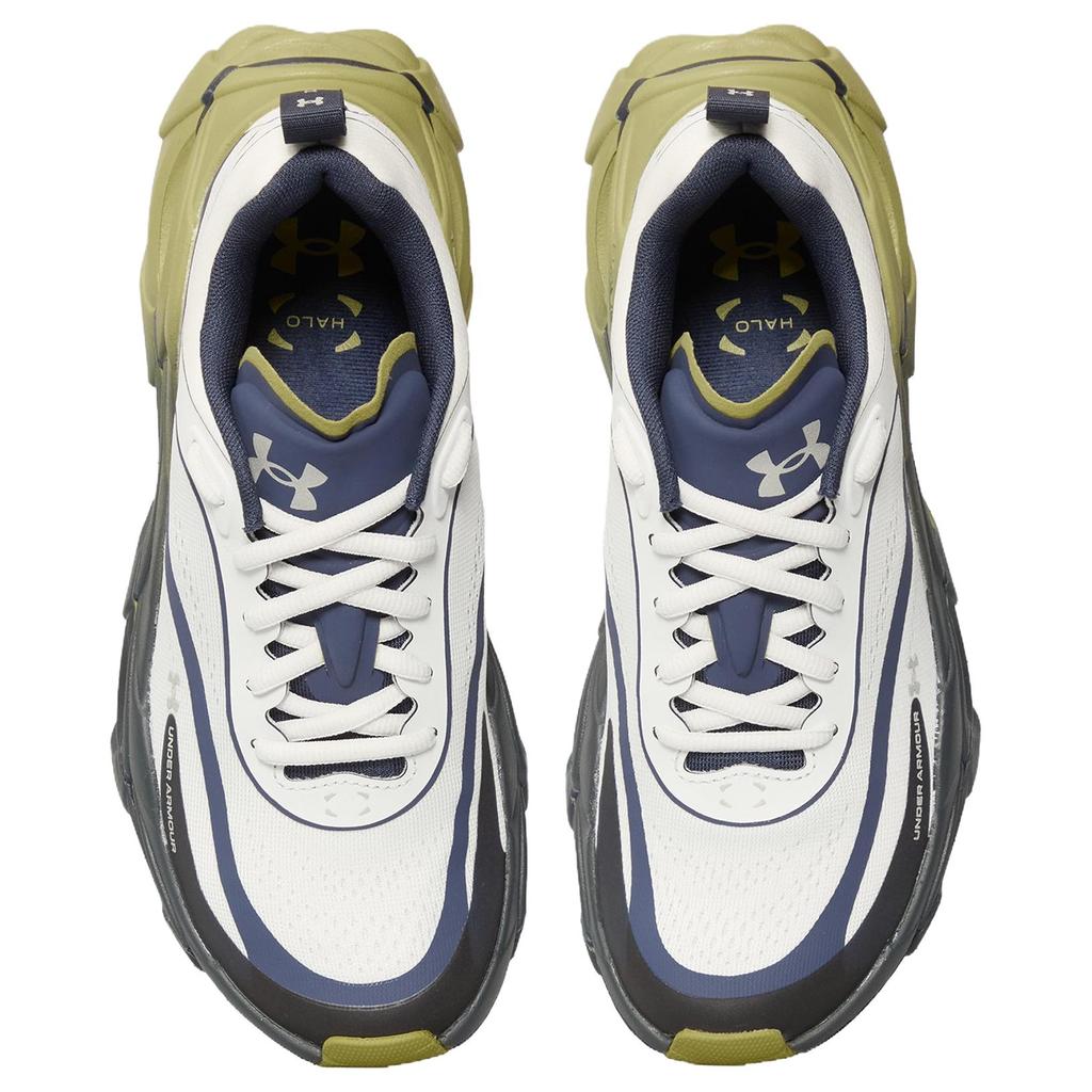 Under Armour Halo Racer Blu Navy Lavato Tonalità Gialla Sneakers da Donna Bianco Grigio Distante 6007641-403