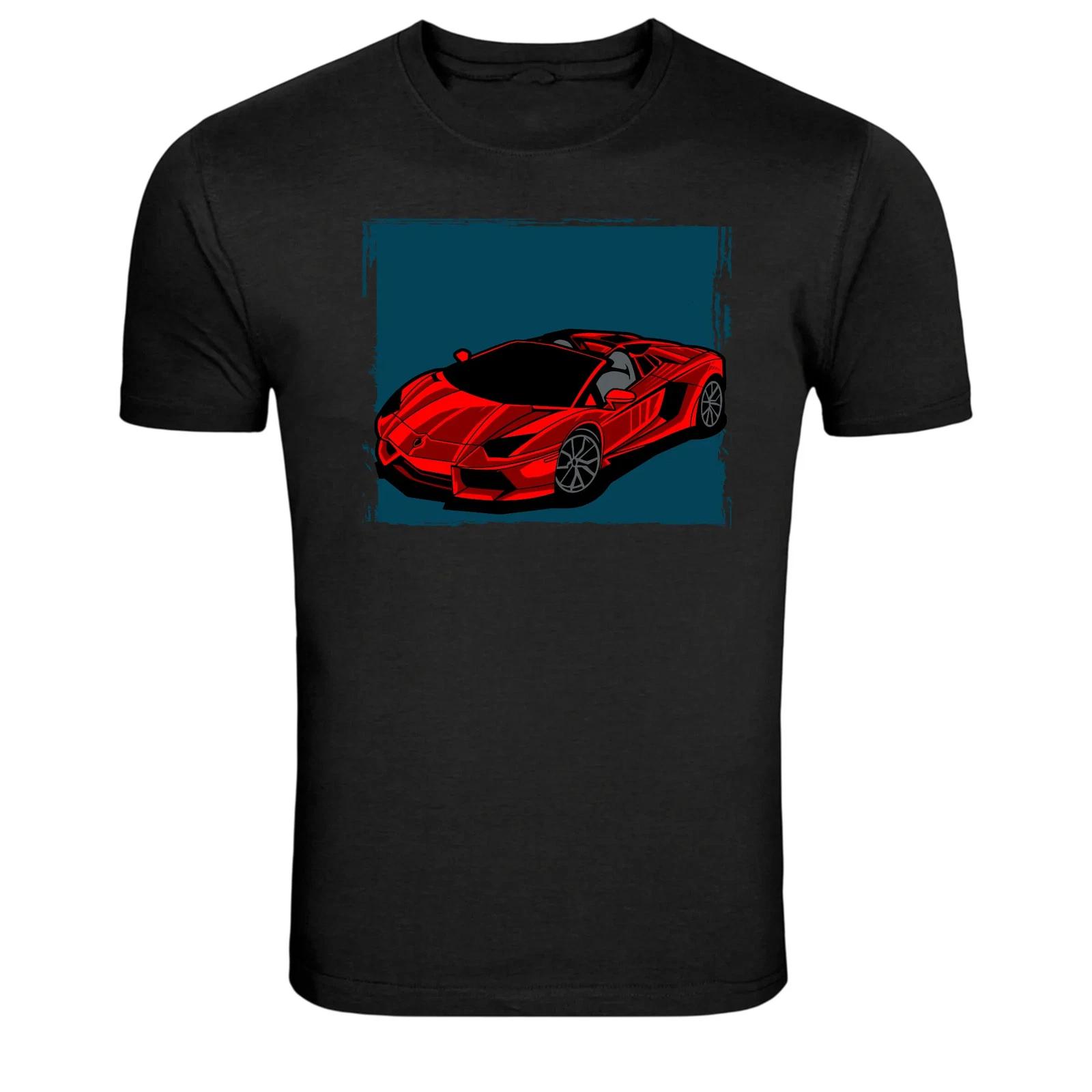 Red Supercar Exotic Sports Car Illustration Graphic T-Shirt L