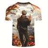 Summer Men's Casual Loose Size Graphic Jujutsu Kaisen Print Round Neck Short Sleeve T-shirt Top