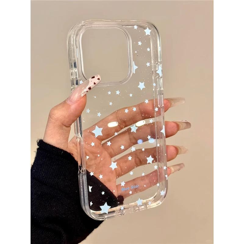 Blue Star is suitable for iPhone16 Apple 15promax mobile phone case, the new transparent 14plus silicone 13/12.