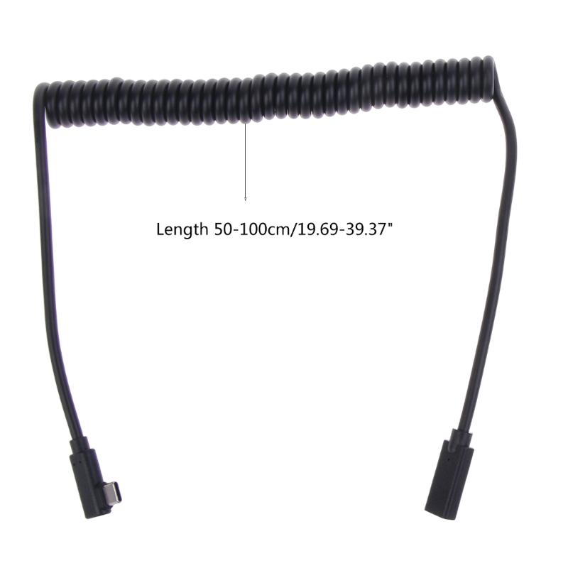 USB3.1 Type-C Male To Female Extension Cable Spring Cable Left Turn 480Mbps TypeC usbC Charging Adapter Cord