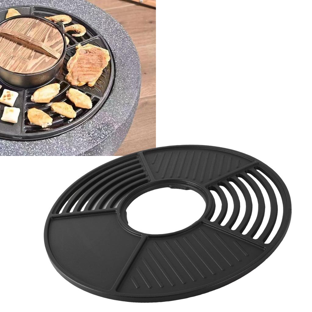 Grt Cast Iron   Grill, 42cm Non Stick Coated Round Cooking Grill for Outdoor Party Gathering Grills
