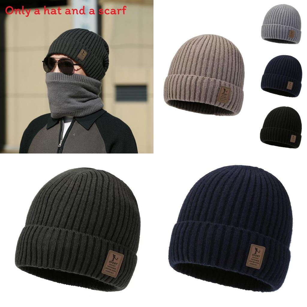 Gestrickte Wintermütze mit Buchstabenstickerei für Herren Kälteschutz