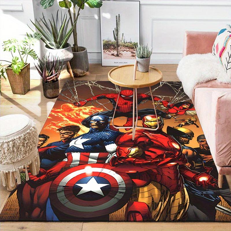 1pc Marvel Avengers Super Heroes Area Rug, Non Slip Floor Mat, Cartoon Character Design, Soft Velvet, Room Decor, Washable