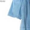 ZANZEA Women Casual Turn Down Collar Short Sleeve Elegant Long Dress