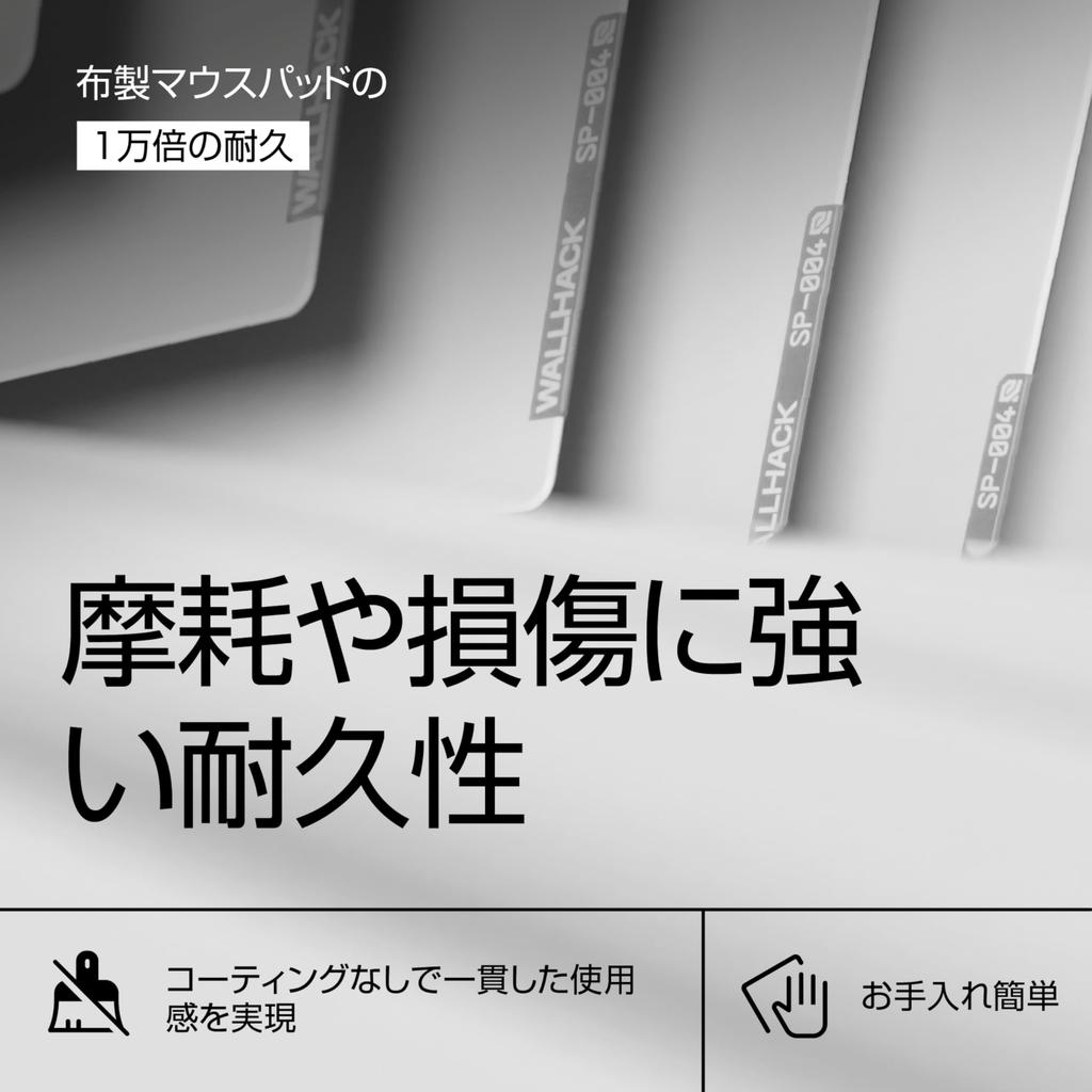 WALLHACK Glass Mouse Pad Gaming Mouse Large 430mm x 490mm x Speed Professional Tempered 60A Fully Compatible with SkyPAD SP-004 Pad, White, Size,