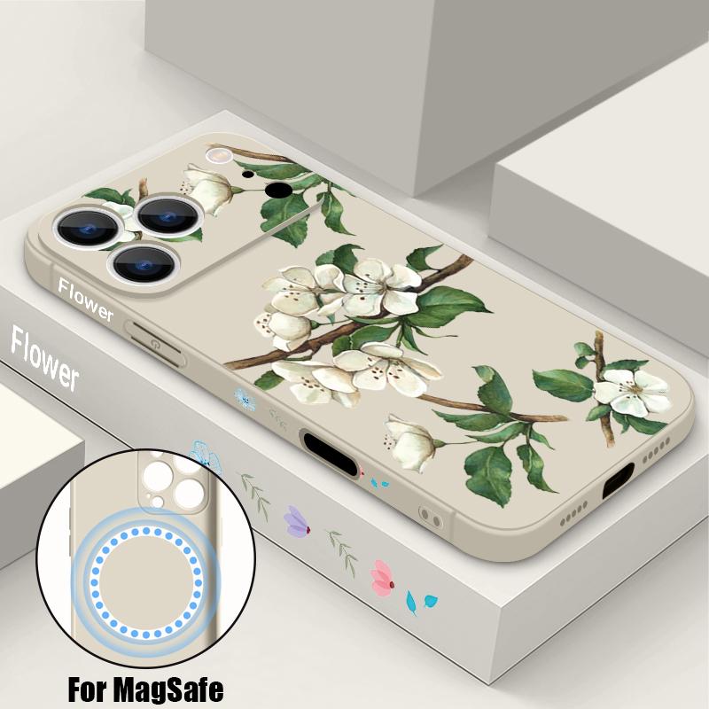 Süßes Blumenmuster Magnetische Hülle Für iPhone 17e 17 16 15 14 13 Pro Max 16e 13 Für Magsafe Kabelloses Laden TPU Handyhülle