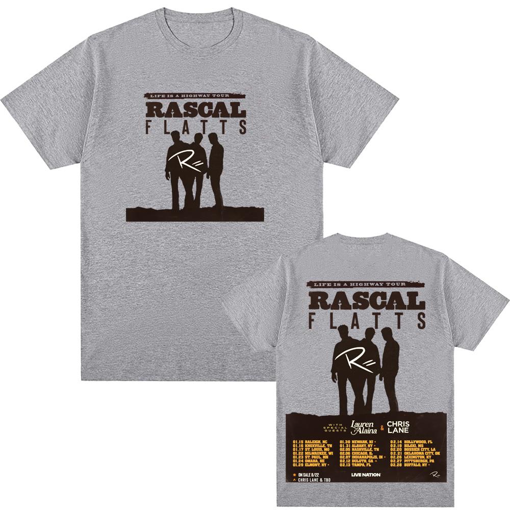 Rascal Flatts Life Is A Highway Tour T-Shirt New 2026 Tour Tee-shirt Sleeve 100%cotton Gothic Tshirt Round Neck Summer Tees