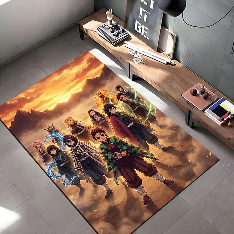 Anime Warriors Sunset Scene suitable as a non-slip mat for the living room or bedroom sofa