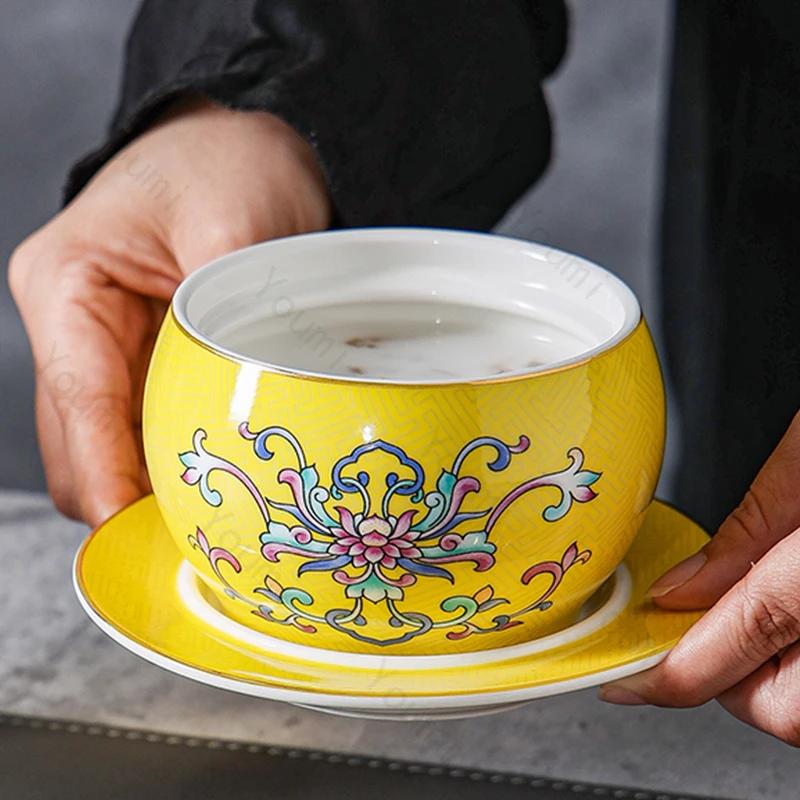 Retro Court Style Ceramic Soup Bowl Light Luxury Restaurant Dessert Yogurt Cup Delicious Dishes Soup Bowls Household Tableware