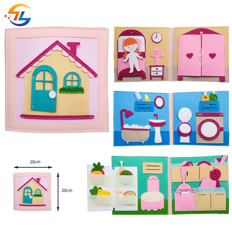 Non-Toxic Toddlers Montessori Toy Busy Book 3D Baby Story Cloth Activities Felt Quite Book Board Preschool Learning Education Travel Toys