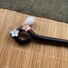 YDOONG Natural Ebony Wood Kanzashi (Handmade Single Hairpin) Simple Wooden Hair Ornament with Zodiac Signs: Auspicious Rabbit, Lucky Grass,