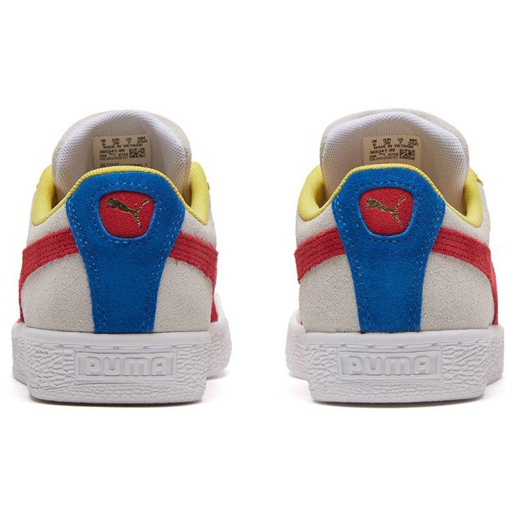 Puma Tênis Clássicos de Camurça Cano Baixo Tênis Unissex Branco Amarelo 365347-89