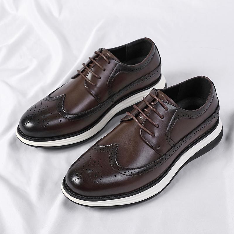 Herren Echtleder Oxford Schuhe Klassisch Wing Tip Zehe Schnürung Handgemacht Bequem Lässige Sneaker für Büro Business
