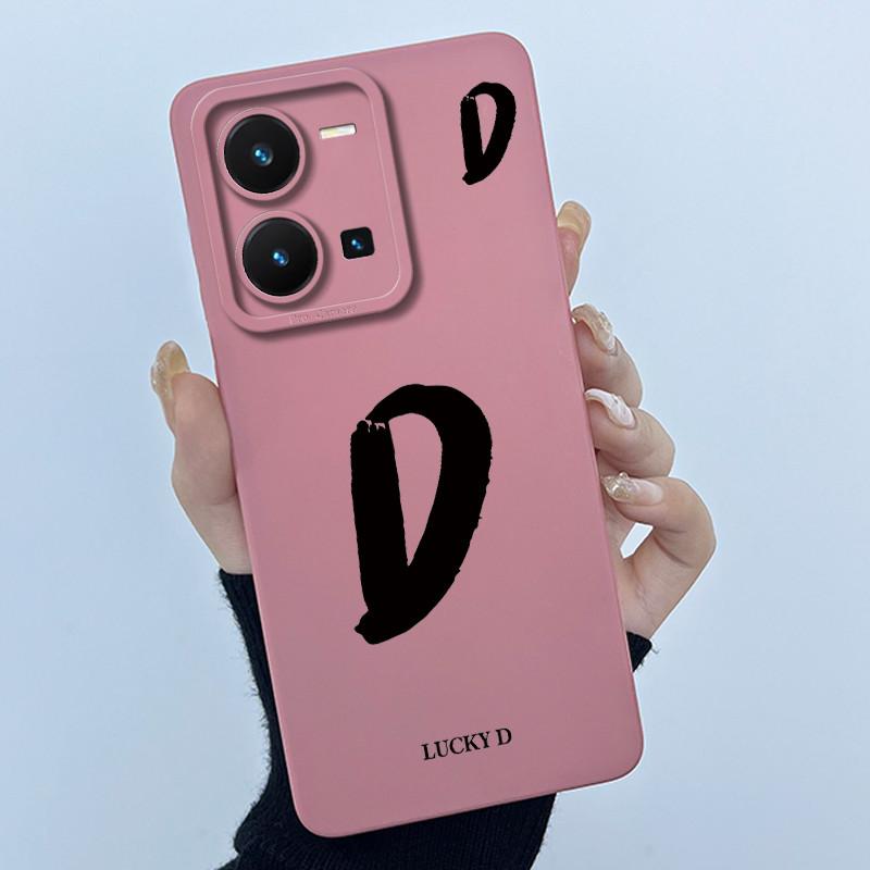 For Vivo Y35 Case Cute Initial Letters Soft Liquid Silicone Back Cover For Vivo Y 35 4G Funda Anti Drop Phone Protector Coque