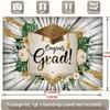 Elegant Gold Glitter Grad Backdrop, 150x130cm Greenery White Roses Grad Cap Tapestry for Grad Party Decor