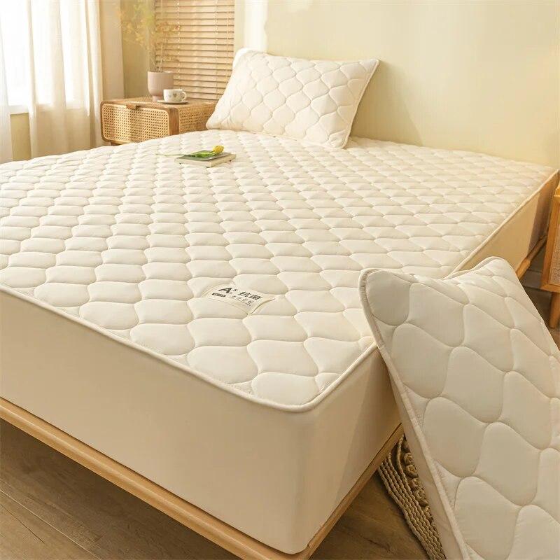 Thicken Mattress Cover Cotton Quilted Bed Cover Anti-bacterial Mattress Protector Topper Pad Soft Fitted Sheets Thick Bed Linens