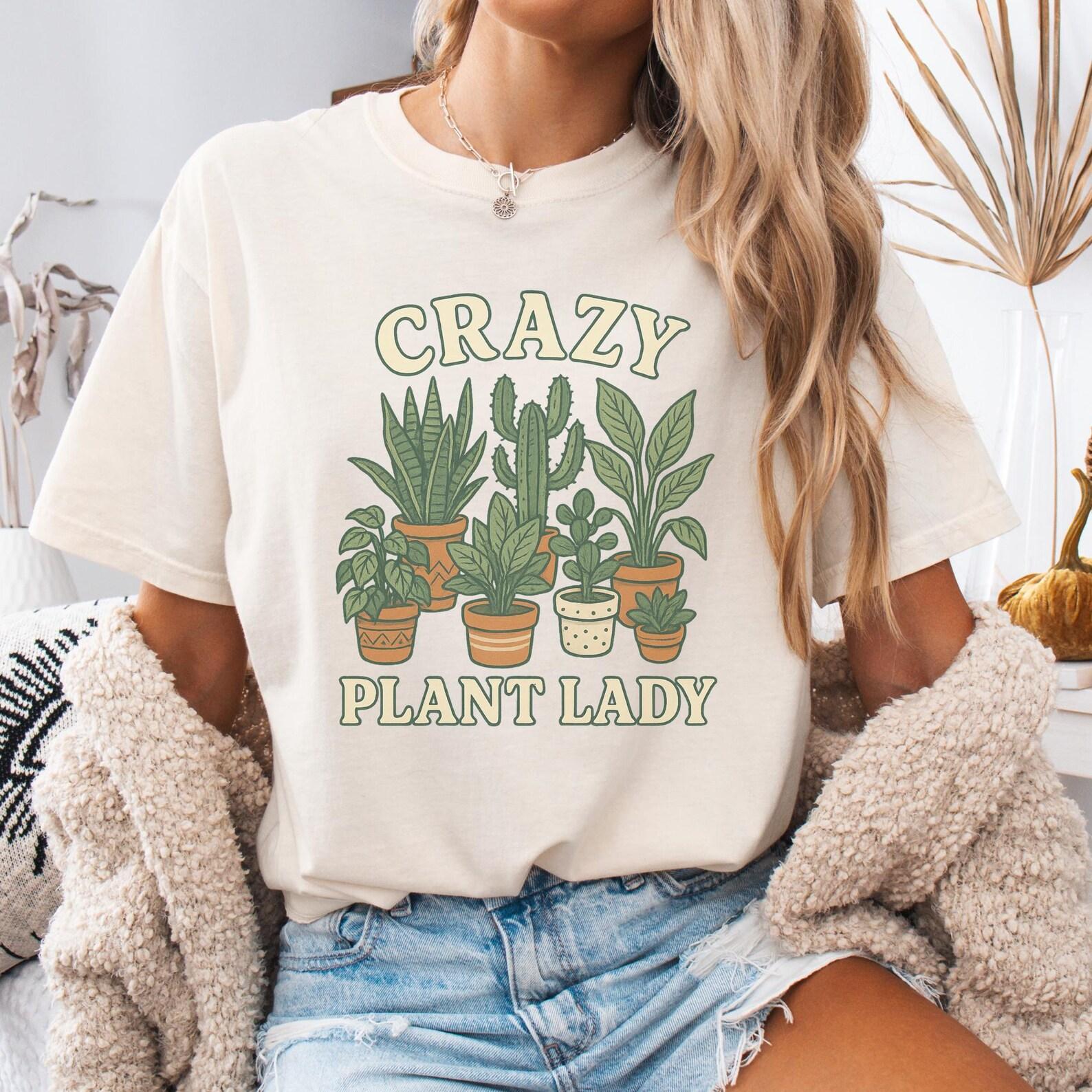 Crazy Plant Lady Shirt Houseplant T shirt, Plant Mom Tee Gardening Gift for Women, Indoor Jungle Aesthetic Plant Lover Shirt, Plant Mom Gift XL