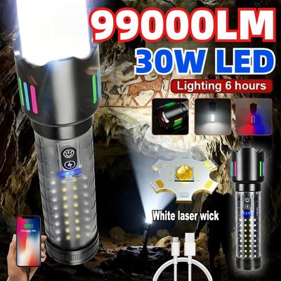 Dual Light Source LED Super Bright Flashlight TYPE-C Charging Digital Display Waterproof for Outdoor Camping Maintenance Lantern