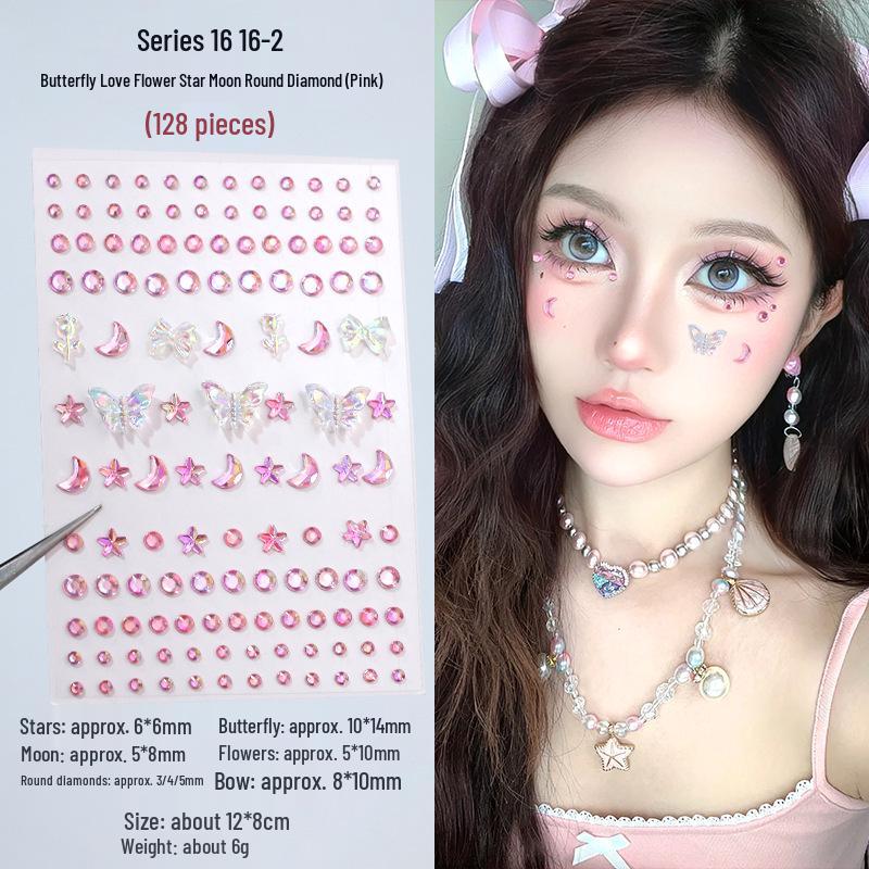 3D Butterfly & Star Face Sticker Set with Rhinestones & Pearls for Kids